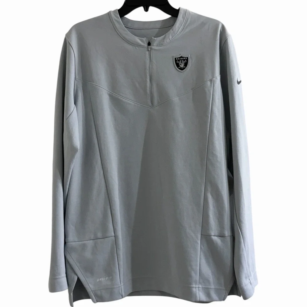 Nike‎ Las Vegas Raiders Dri-FIT On Field Quarter Zip Pullover Gray Men's M NFL